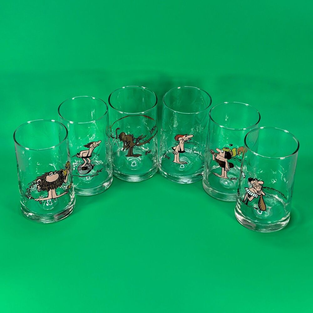 Vintage 1981 Arbys BC Ice Age Collector Series Glasses Set of 6 Complete Johnny